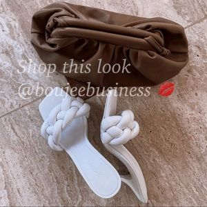 mango leather braided design mule sandals